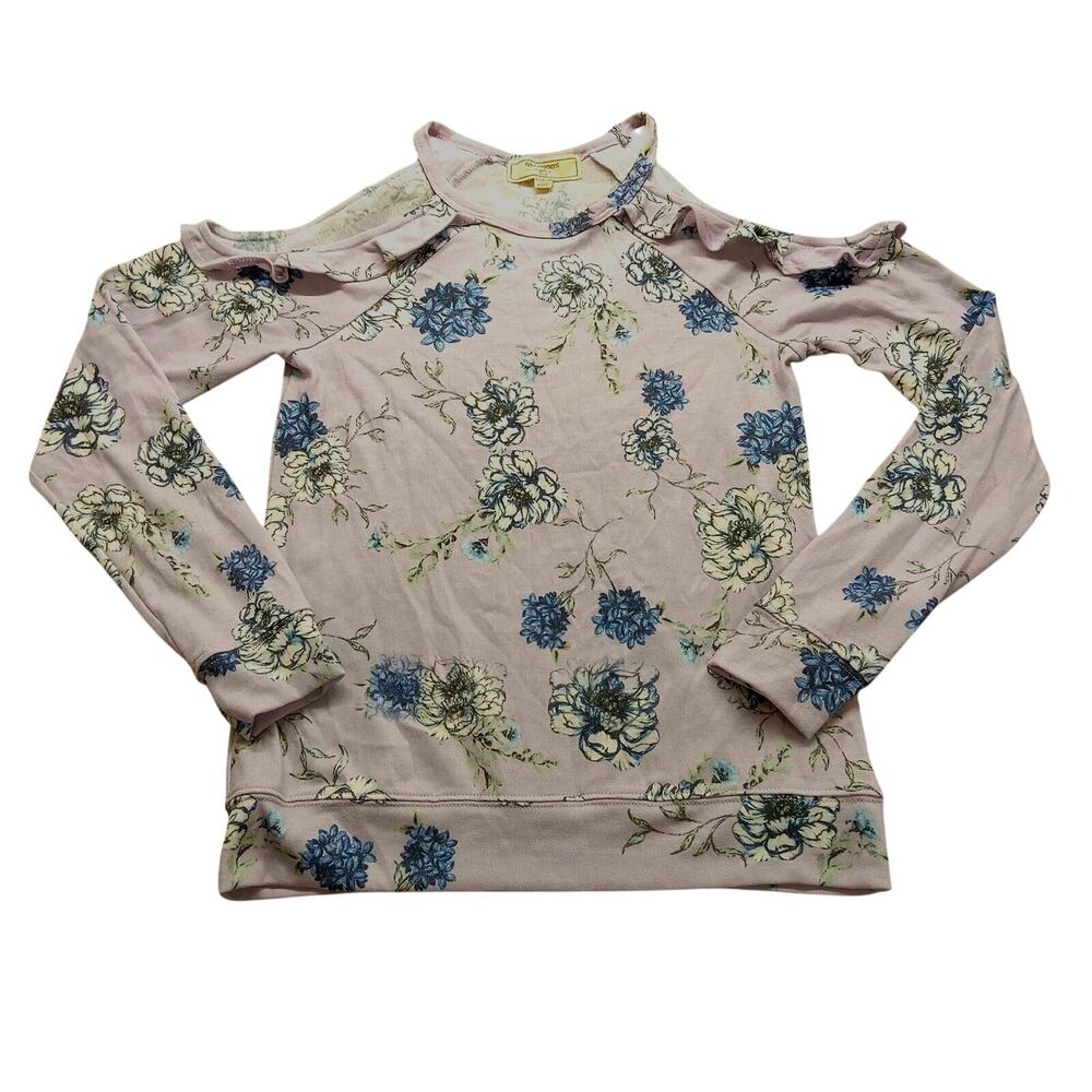 No Comment Top Girls XL 16 Open Shoulder Floral Purple